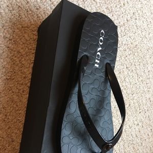 Coach Abbigail Black Signature Flip Flop Sandal